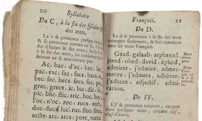 Le haut des pages 20 et 21 du syllabaire
