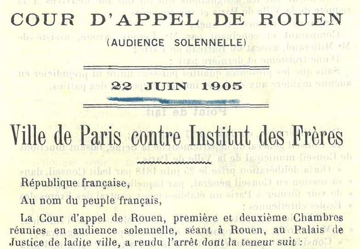 En-tête du jugement de 1905