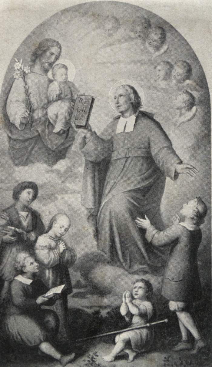JB de La Salle devant Joseph et l'enfant Jésus