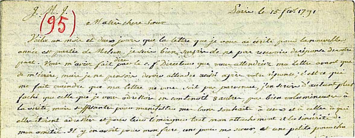 Une lettre à sa soeur